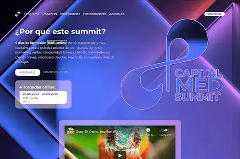 Capital Med Summit - Landing page profesional para cumbre médica internacional con registro de asistentes desarrollada por DevSprinters