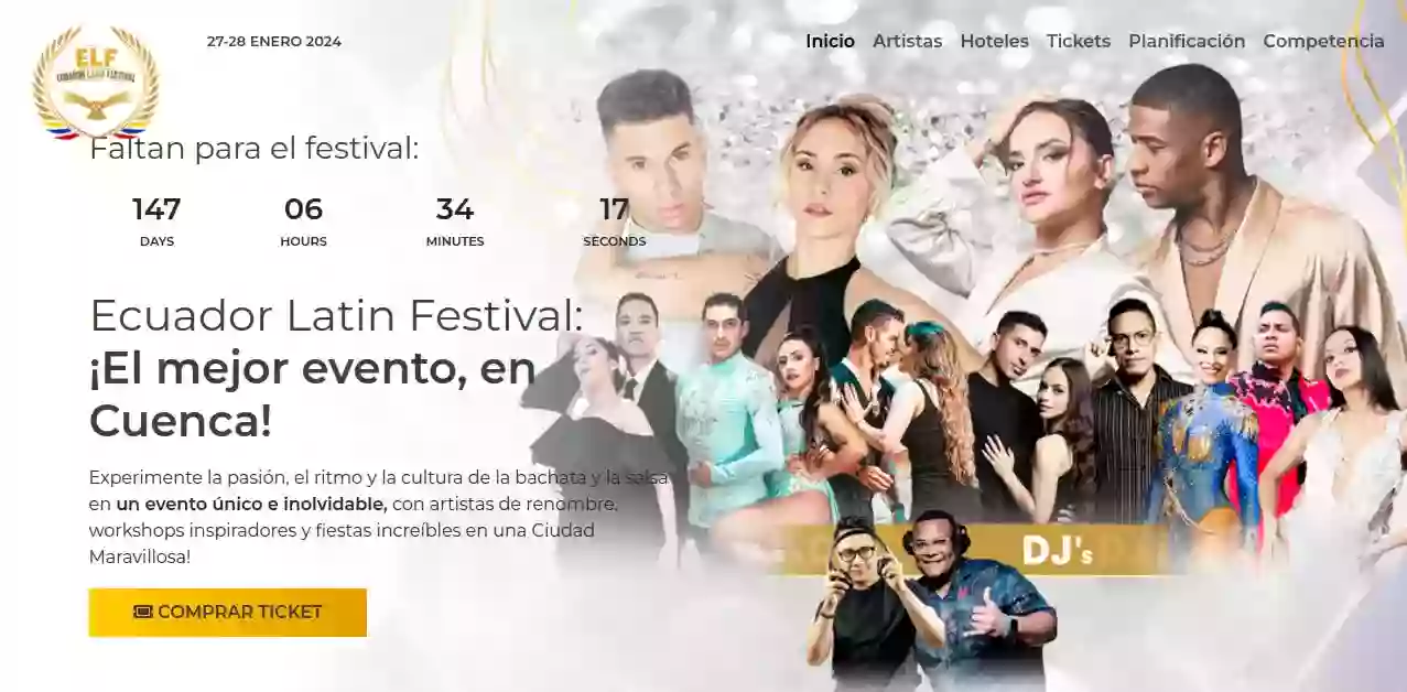 Plataforma Ecuador Latin Festival con programación y galería multimedia